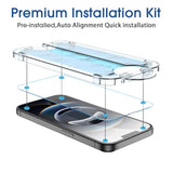 Amfilm Auto-Alignment Onetouch For 16E [6.1''] Screen Protector + Camera Lens Protector, Tempered Glass, 30 Seconds Installation, Bubble Free, Case Friendly, Anti-Scratch [2+2 Pack]