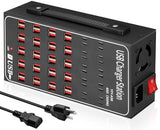 Multiple USB Charging Station 60 Port (40 USB A & 20 USB~C Port), 300W(60A) Fast Charger Station with Power Switch, Desktop USB~C Charger Block