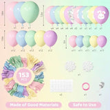 153Pcs Easter Balloon Arch Garland Kit, Different Sizes 18 12 10 5 Inch Pink Blue Green Latex Rabbit Print Confetti Pastel Balloons For Spring Wedding Rainbow Birthday Party Decorations