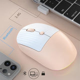 Wireless Bluetooth Mouse, 2.4G Cute Silent Computer Mouse For Tablet Phone, Dual Mode (Bt+Usb Receiver) With 3 Level Dpi Portable Rechargeable Mice For Office Home(Pink)