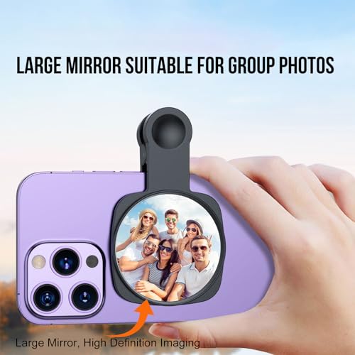 Clip Selfie Mirror for Phone Back Camera - Live Streaming, Vlogging, HD Reflective Clip Compatible With iPhone Rear Camera, 2.36"