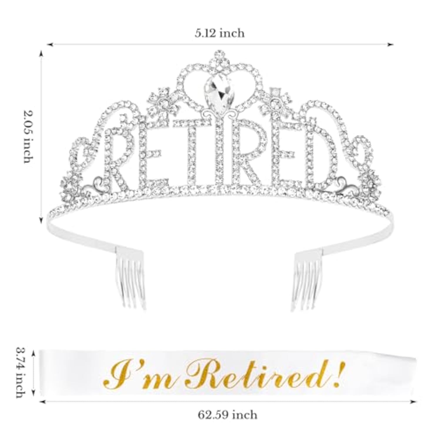 Retirement Tiara & Sash Set - Elegant Crown And Party Decorations For Celebrating A Woman'S New Chapter