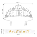 Retirement Tiara & Sash Set - Elegant Crown And Party Decorations For Celebrating A Woman'S New Chapter