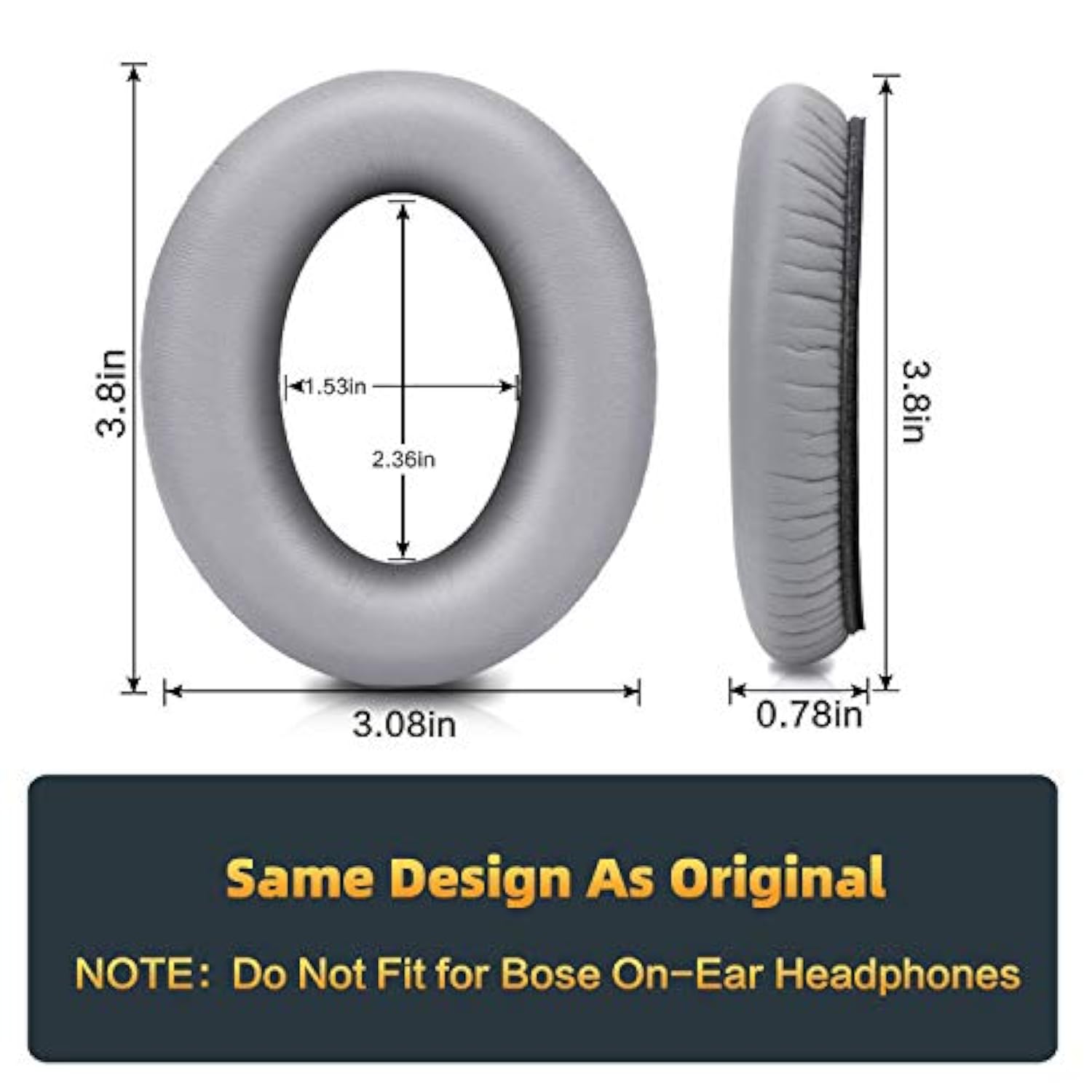 Premium Replacement Ear Pads For Bose Qc35 & Qc35Ii Headphones Made By - Comfortable Adaptive Memory Foam And Extra Durable - Fits Quietcomfort 35 & 35Ii / Soundlink 1&2 Ae?Over-Ear? (Silver)