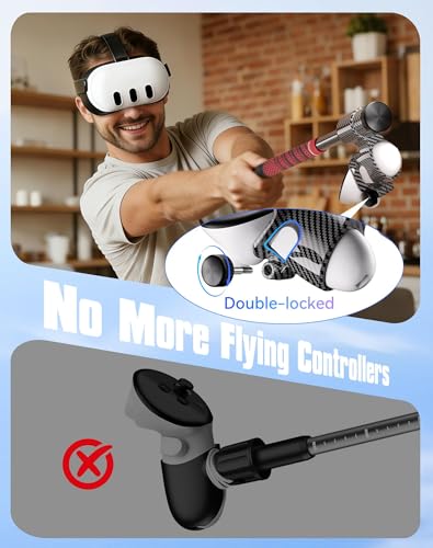 VR Golf Club Attachment for Quest 3/3S - Premium Carbon Fiber Grip, Non-Slip Design & Precision Tracking - Realistic Weighted Controller