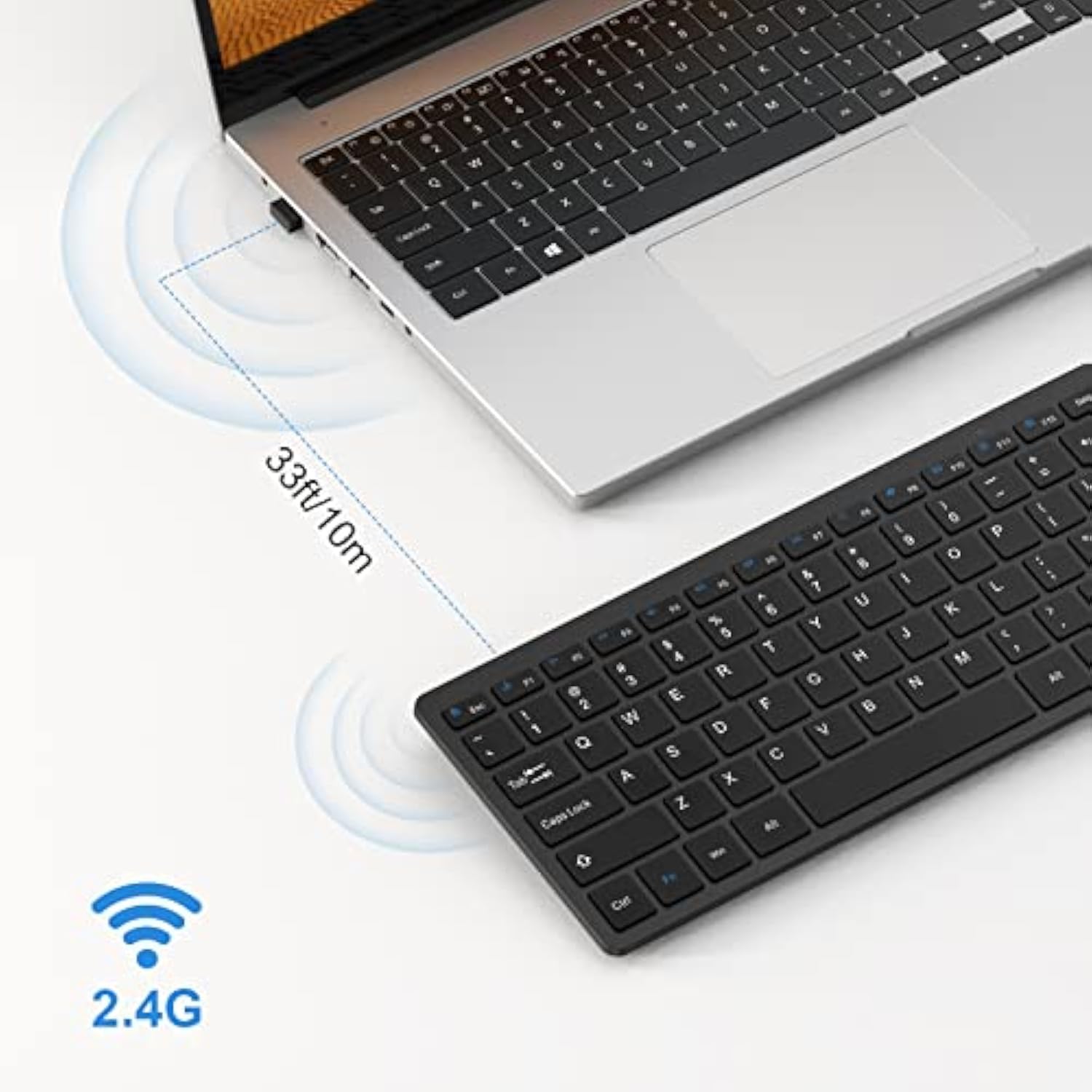 OMOTON Wireless Keyboard, 2.4G Ultra-Slim Computer Keyboard, Portable and Quie