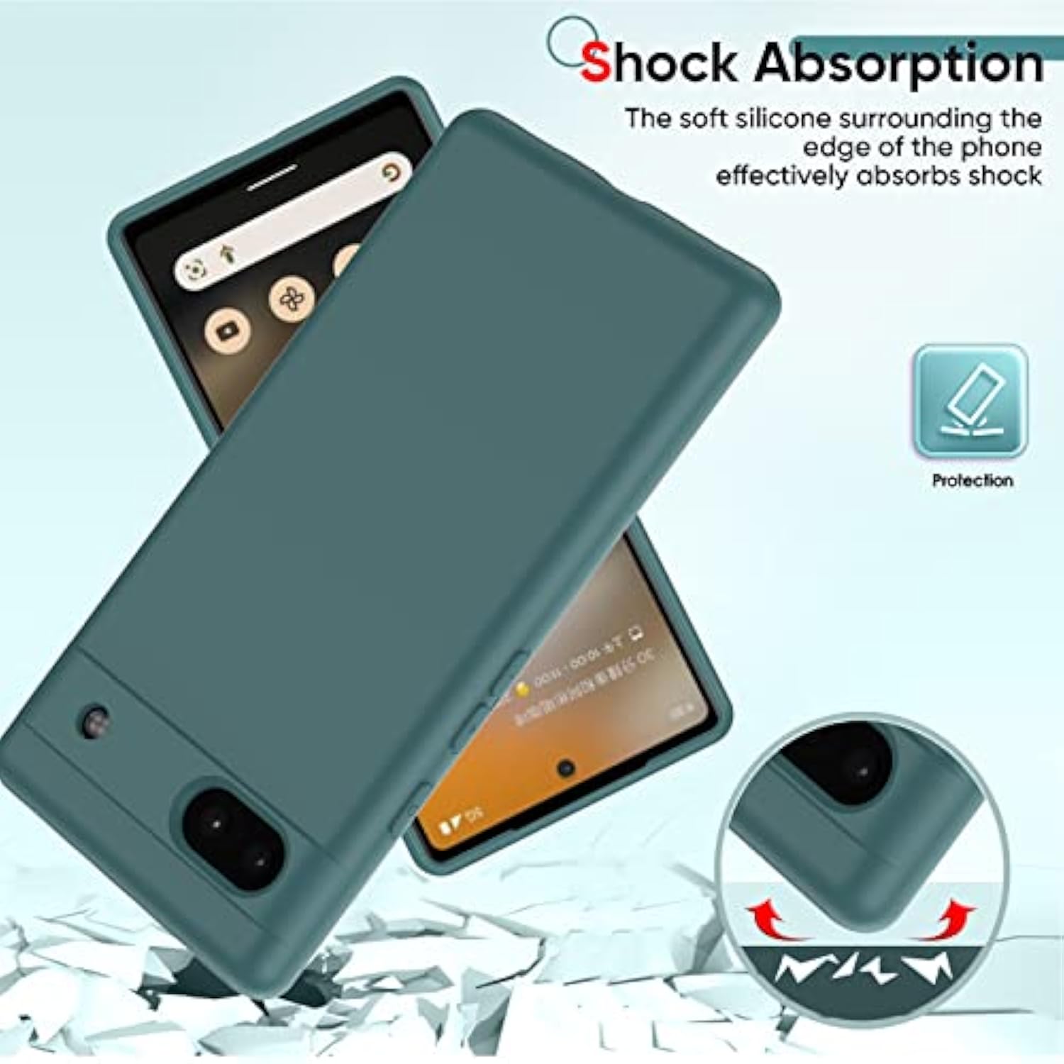 Google Pixel 6A Phone Case with 2 Pack Tempered Glass Screen Protectors