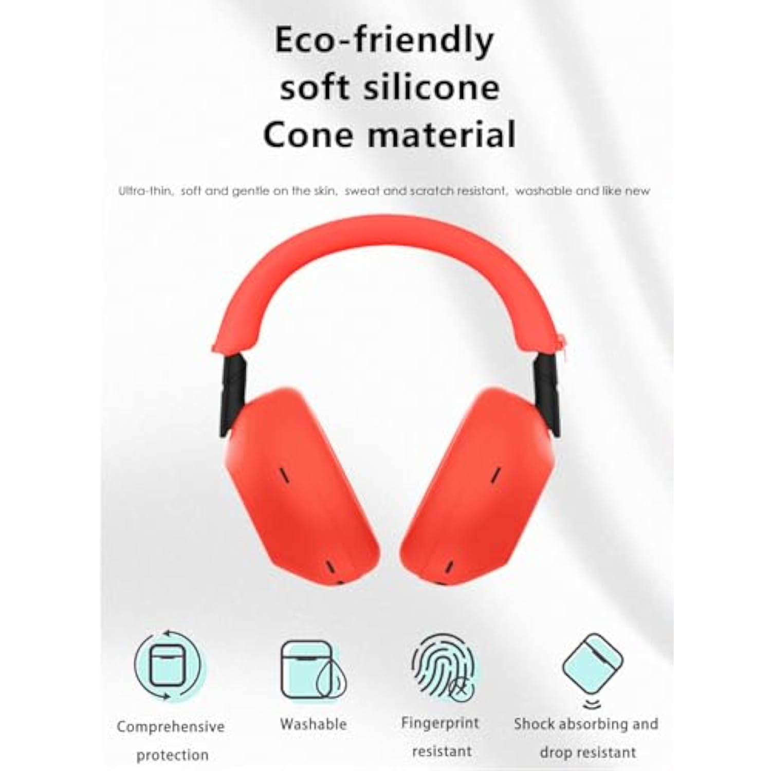 3 Sets Case Covers For Sony Wh-1000Xm6,With Washable Ear Cushion & Headband & Ear Cup Covers,Anti-Scratch Sweatproof Soft Silicone Accessories (Red)