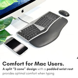 Wired Ergonomic Keyboard For Mac - Compatible Backlit Apple Keyboard With Wrist Rest (Curved For Comfort) For Macbook Pro/Air, Imac, Mac Mini