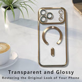 Clear Magnetic Case for iPhone 17 Pro Max - Gold, Compatible with MagSafe, Built-in Camera Lens Protector, Soft Slim Phone Case Cover for 6.9" iPhone 17 Pro Max