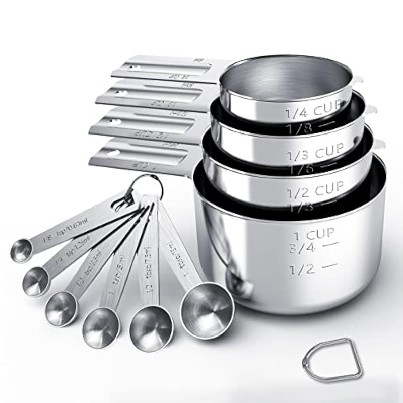 Stainless Steel Measuring Cups & Spoons Set, Cups And Spoons,Kitchen Gadgets For Cooking & Baking (10)
