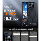 Magnetic iPhone 16 Pro Case with Kickstand, MagSafe, Shockproof, Slim Matte
