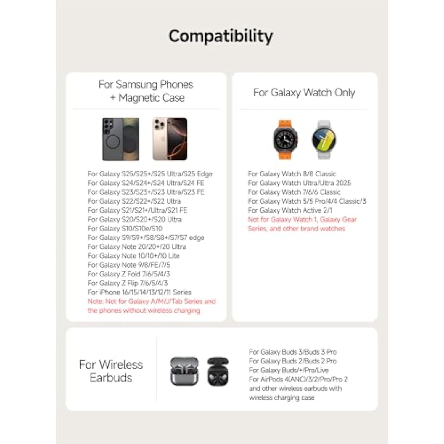 Magnetic Wireless Charging Station For Samsung, 3-In-1 Fast Charger For Galaxy S25/S24/S23/Z Fold7/Z Flip 7/S22, Galaxy Watch 8/8 Classic/Ultra/7/6/5/4, Galaxy Buds3 Pro, 712Sm (No Adapter)