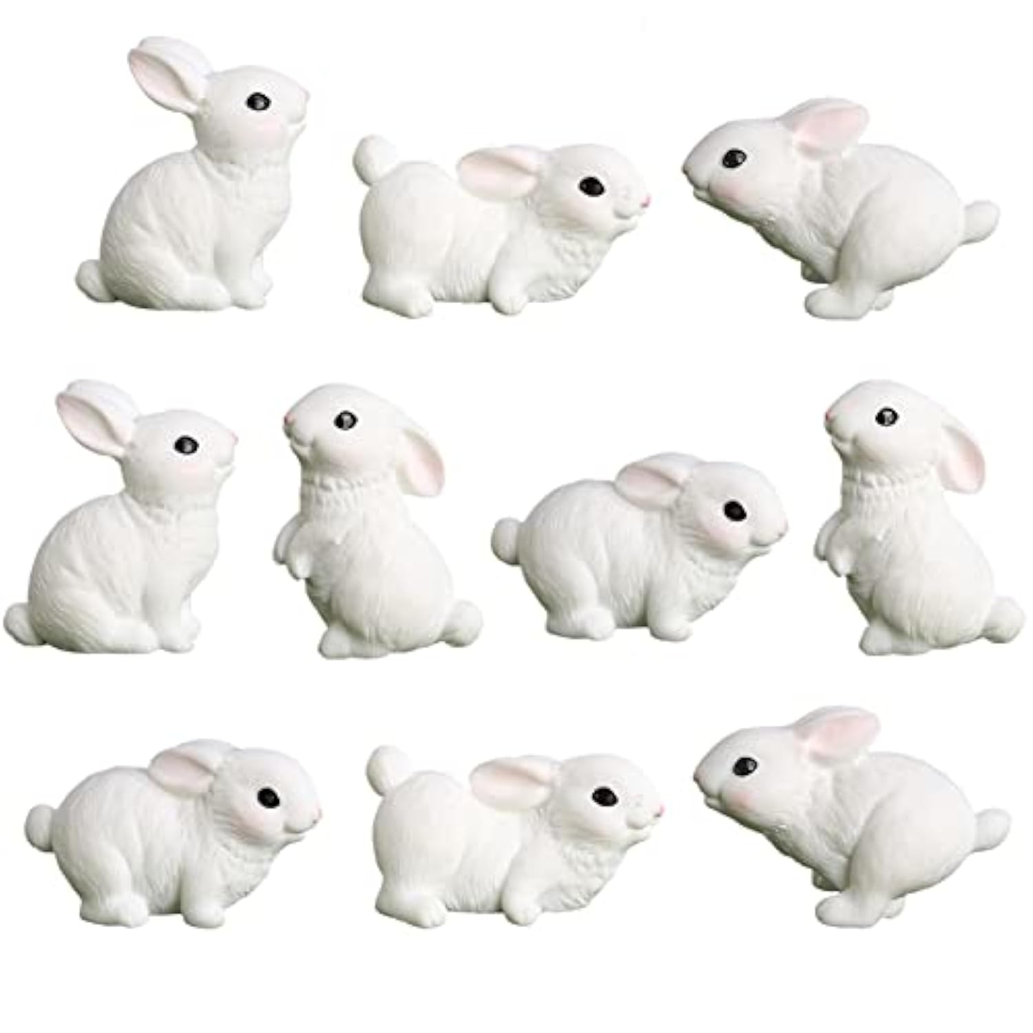 15Pcs Mini Rabbit Animal Figures Toy Easter Egg Cake Toppers, Miniature Rabbit Figurines Fairy Garden Moss Landscape Diy Terrarium Crafts Ornament, Cake Decoration Christmas Birthday Gift