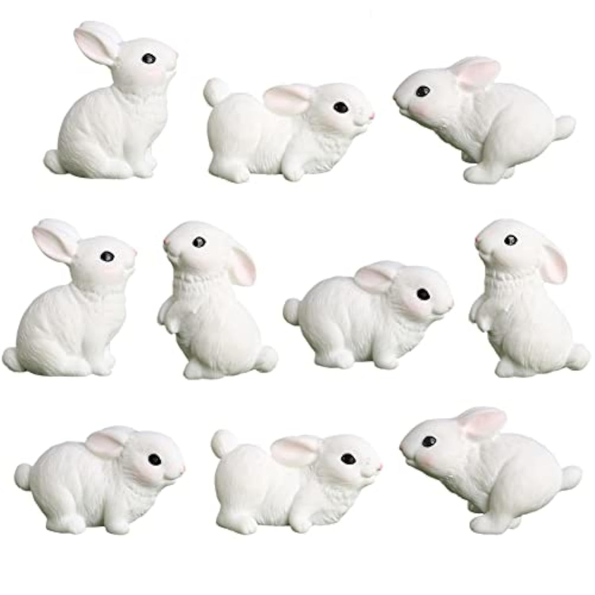 15Pcs Mini Rabbit Animal Figures Toy Easter Egg Cake Toppers, Miniature Rabbit Figurines Fairy Garden Moss Landscape Diy Terrarium Crafts Ornament, Cake Decoration Christmas Birthday Gift