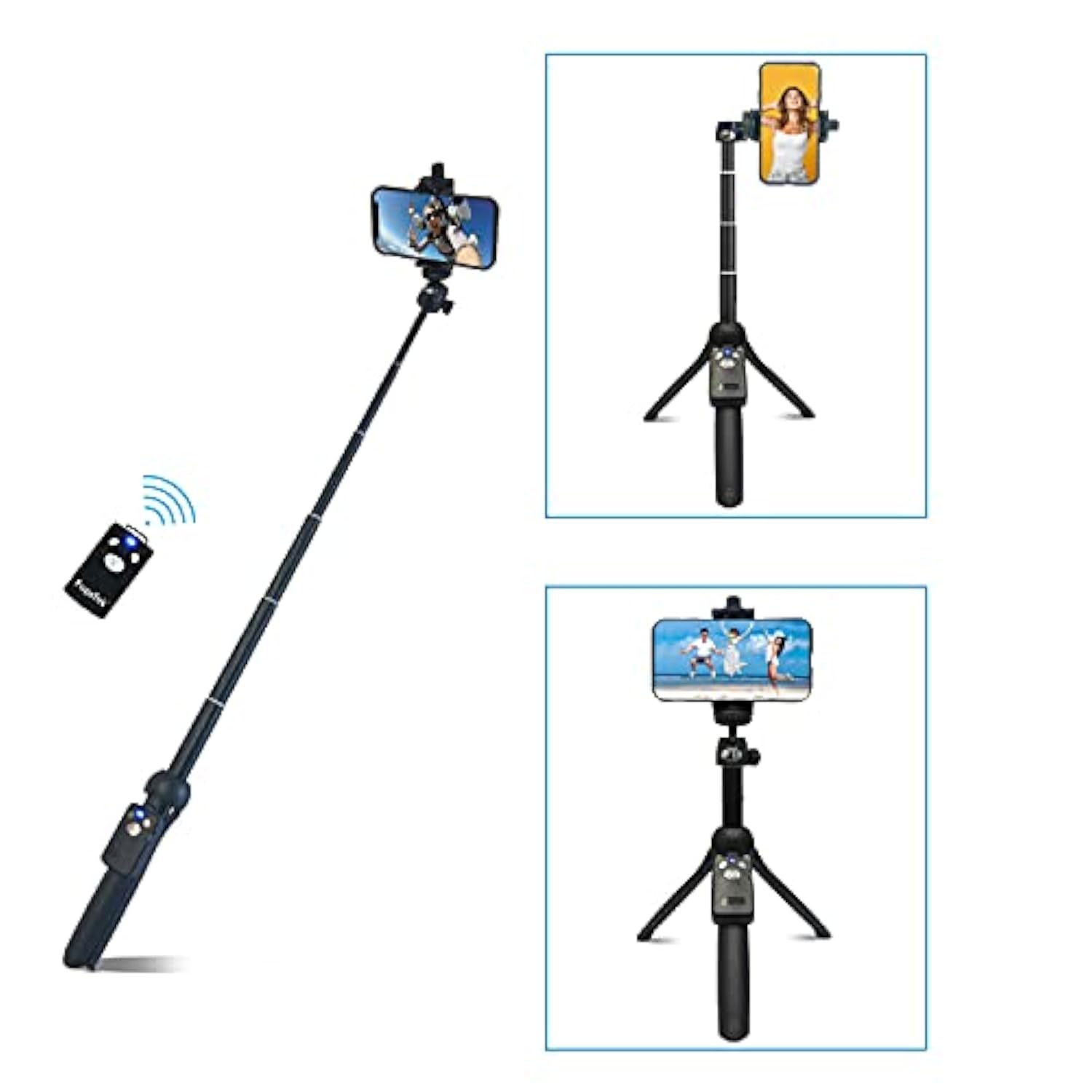 42" Compact Selfie Stick & Tripod, Extendable, Wireless Bluetooth Remote, Lightweight Aluminum, Travel Ready, Compatible With Iphone 14 13 12 Pro Xs Max Xr X 8Plus 7 & Android