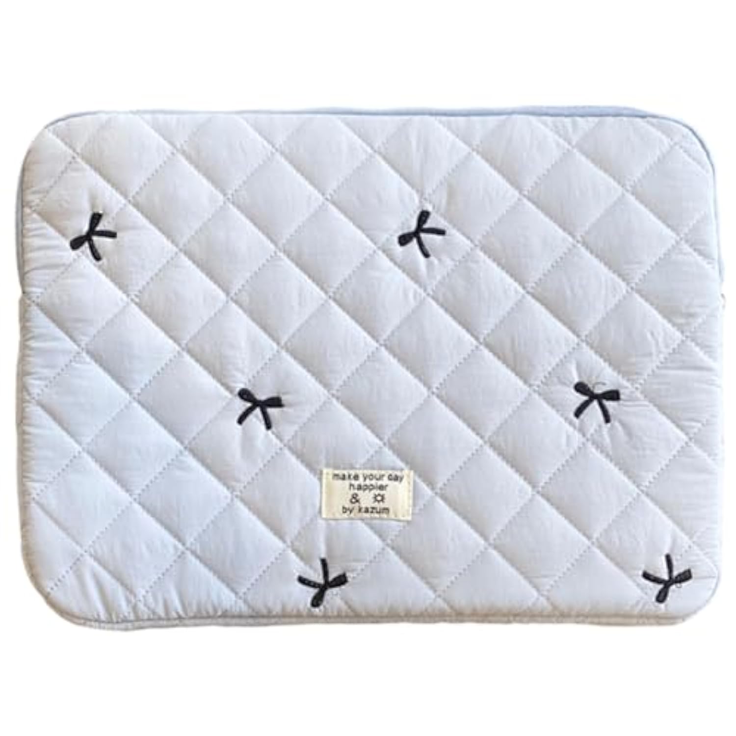 Puffy Laptop Sleeve Case Cute Quilted Computer Bag, 13 Inch Bow Embroidery Printed Laptop Carrying Cases, Coquette Aesthetics Protective Cover, Compatible With 11" 13" 15" Notebook