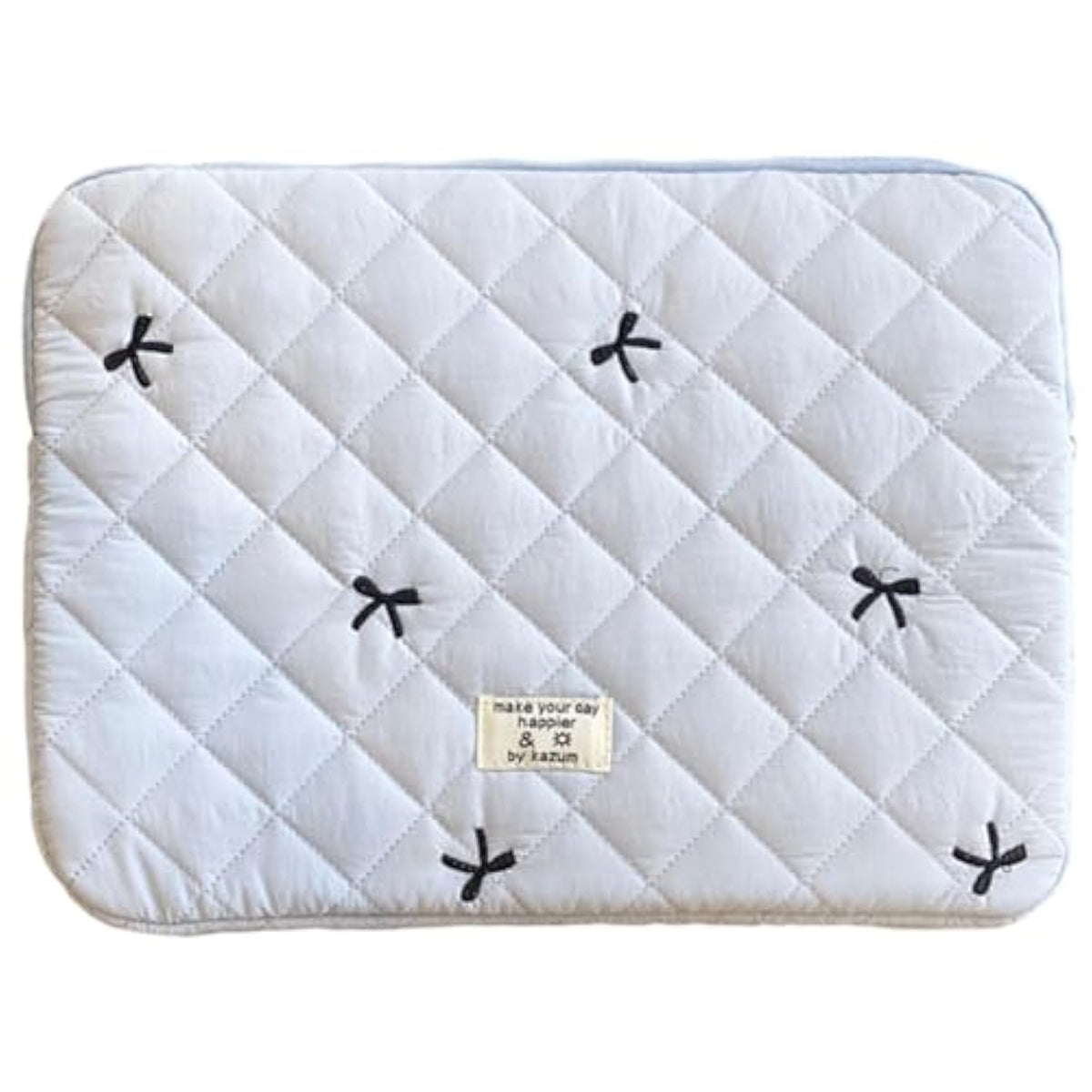 Puffy Laptop Sleeve Case Cute Quilted Computer Bag, 13 Inch Bow Embroidery Printed Laptop Carrying Cases, Coquette Aesthetics Protective Cover, Compatible With 11" 13" 15" Notebook