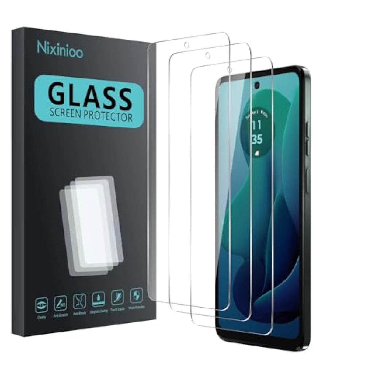 3 Pack Tempered Glass Screen Protector For Motorola Moto G 5G 2024 / Moto G Play 5G 2024, Anti-Fingerprint, 9H Hardness, Scratch Resistant, Easy To Install, Bubble Free