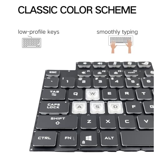 Backlight Keyboard Replacement Compatible With Asus Rog Strix G513Q, Rog Strix G15 Scar 5 2022 G533Zw G533Zm Gl543L Gl543Q Gl543I G513Q G513Qm G513Qy G513Rc G513Rm G513Rw G513Qr G513Qe G513Im
