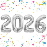 40in Silver 2026 Foil Balloons for New Year Party Graduation & Celebration