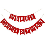 Merry Christmas Canvas Banners, Red Christmas Bunting Garland, Hanging Xmas Decorations For Fireplace Wall (13Ft In Total)