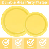 96 Pcs Party Plates, Yellow Paper Plates And Napkins, Disposable Tableware Set, Party Supplies For Kids Birthday Baby Shower Wedding Picnic, Serve For 24 Guests