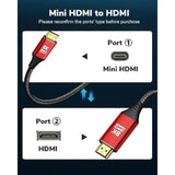 Mini Hdmi To Hdmi Cable 10Ft, High Speed 8K@60Hz 4K@120Hz Hdmi 2.1 Cord, Compa