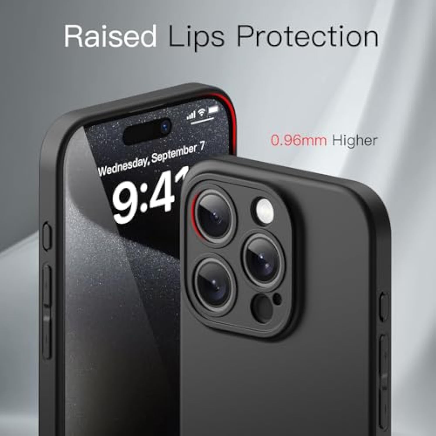 JETech Slim Case for iPhone 15 Pro 6.1-Inch with Camera Lens Full Cover Protection, Ultra-Thin Lightweight Matte Finish Minimalist Protective Phone Cover (Black Titanium)