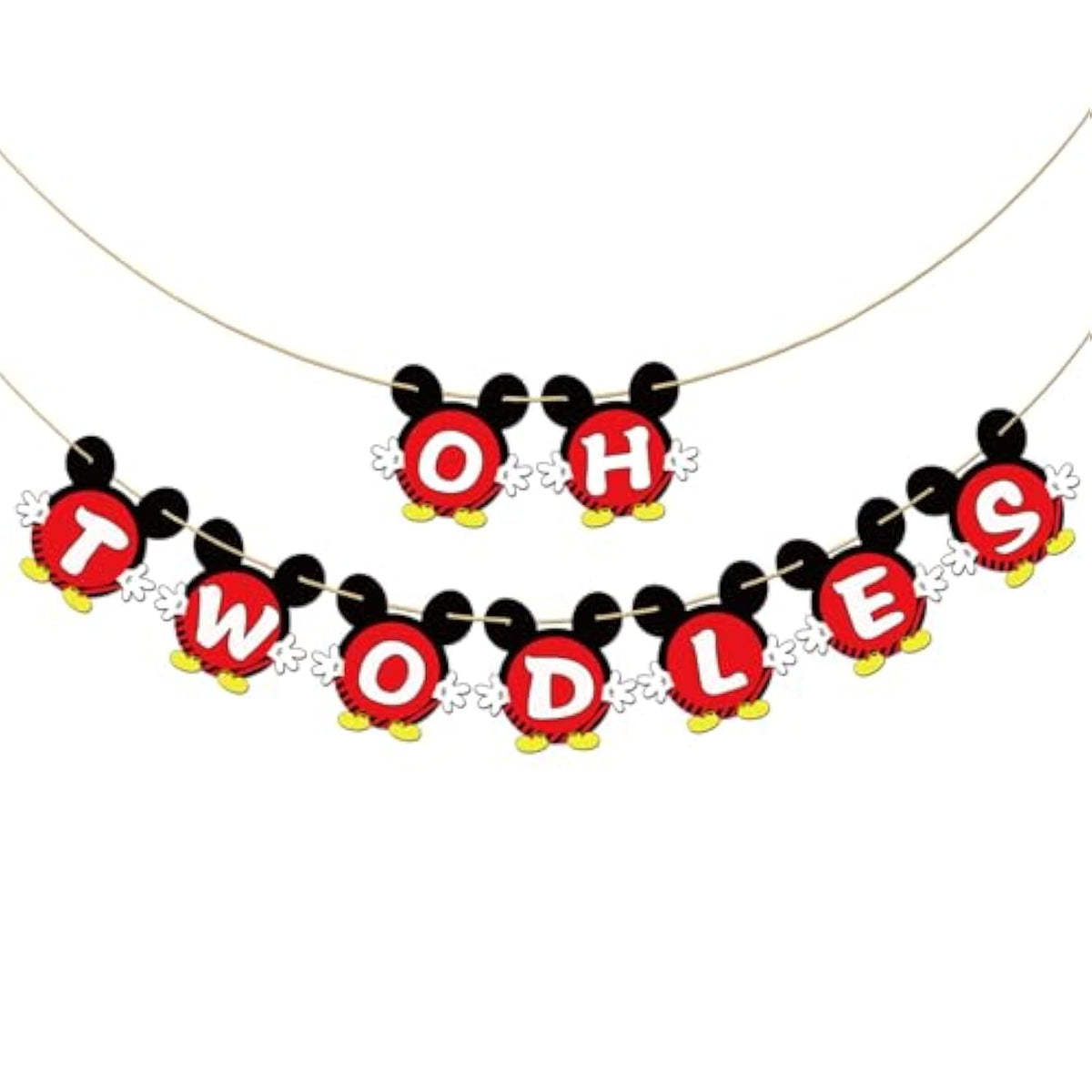 Oh Twodles Banner – 2nd Birthday Party Decor for Boys, Red & Black Theme