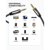 Aux Cable (20 Ft), [Copper Shell, Hi-Fi Sound] 3.5 Mm Male To Male Braided Auxiliary Cord Compatible With Headphone, Smartphone, Home/Car Stereo, Speaker, Echo & More