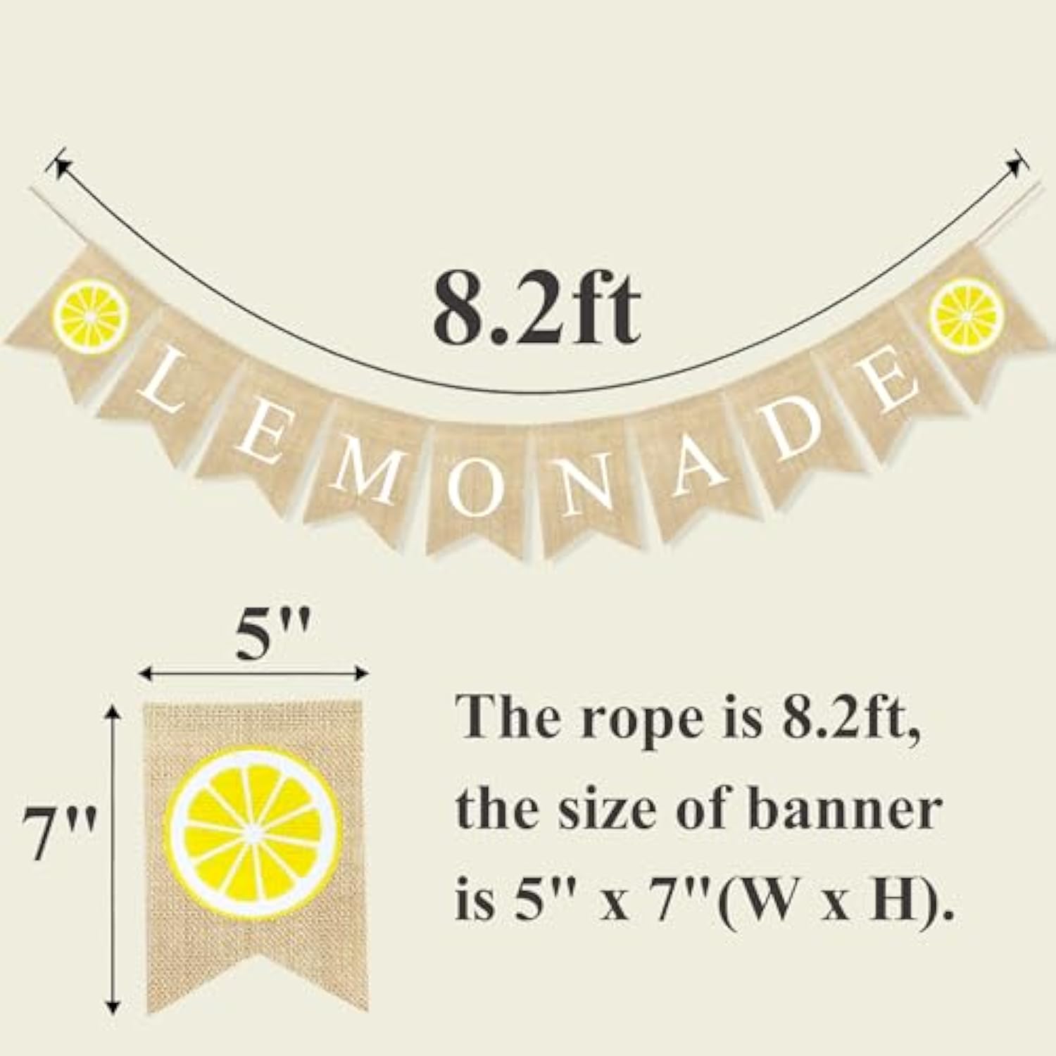 Lemonade Burlap Banner Rustic Lemon Stand Party Supplies, Garland Lemon Theme Baby Shower Birthday Party Decorations Lemonade Photo Stand Backdrop