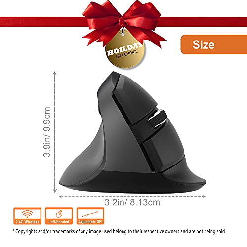 Ergonomic Left Hand Mouse With Wireless Connection, Aa Battery, 2.4Ghz Nano Transceiver, 800, 1200, 1600, 2400 Adjustable Dpi; Compatible With Windows And Mac Os [V628Ml]