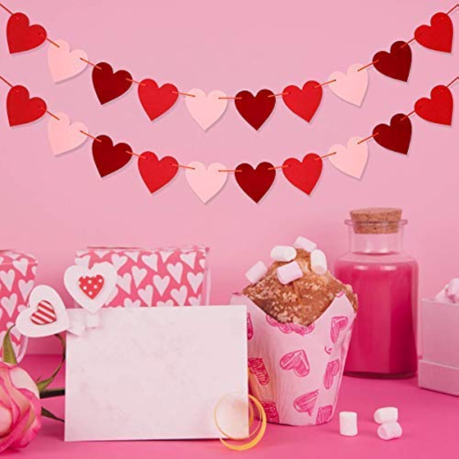 Valentines Day Felt Heart Garland Valentine'S Day Felt Heart Banner De