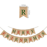 Burlap Merry Friendsmas Banner Christmas Holiday Friends Party Supplies Garland Decoration(Colorful)