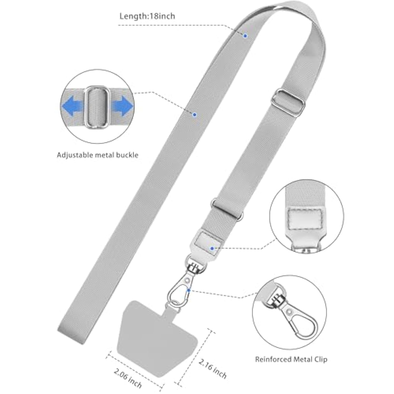 2-Pack Crossbody Nylon Phone Lanyard Universal for All Smartphones Black Grey