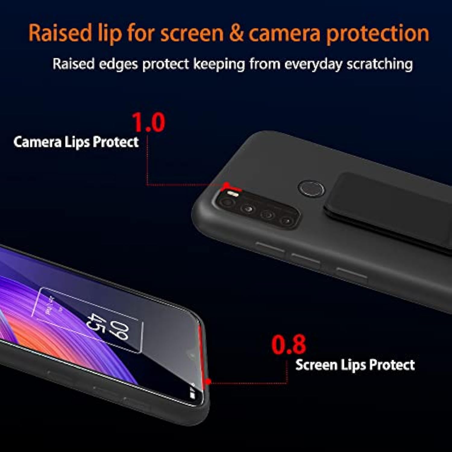 Silicone TPU with Hide Telescopic Kickstand Shockproof Protective Cover Case for TCL 30 XL