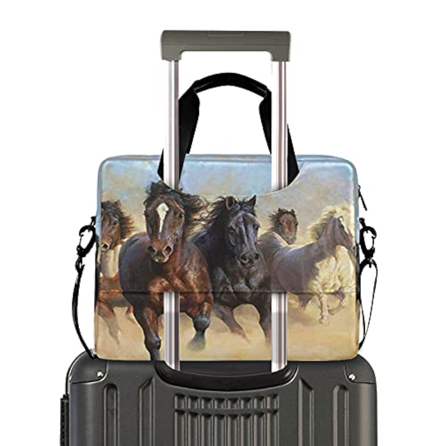 Running Horses Laptop Messenger Bag Case Sleeve Crossbody Briefcase For Men Women With Shoulder Strap Handle 13 14 15.6 Inch