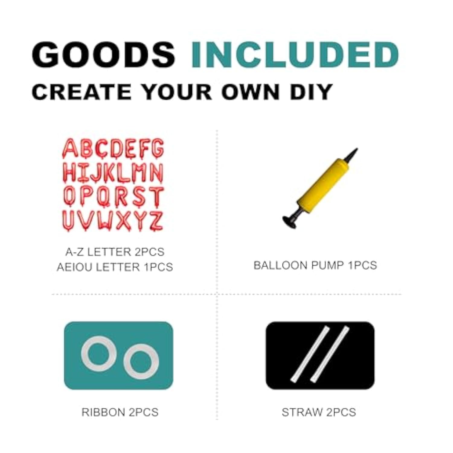 58 Pc Red Letter Balloons Mylar A-Z & Vowels for Custom Party Banners