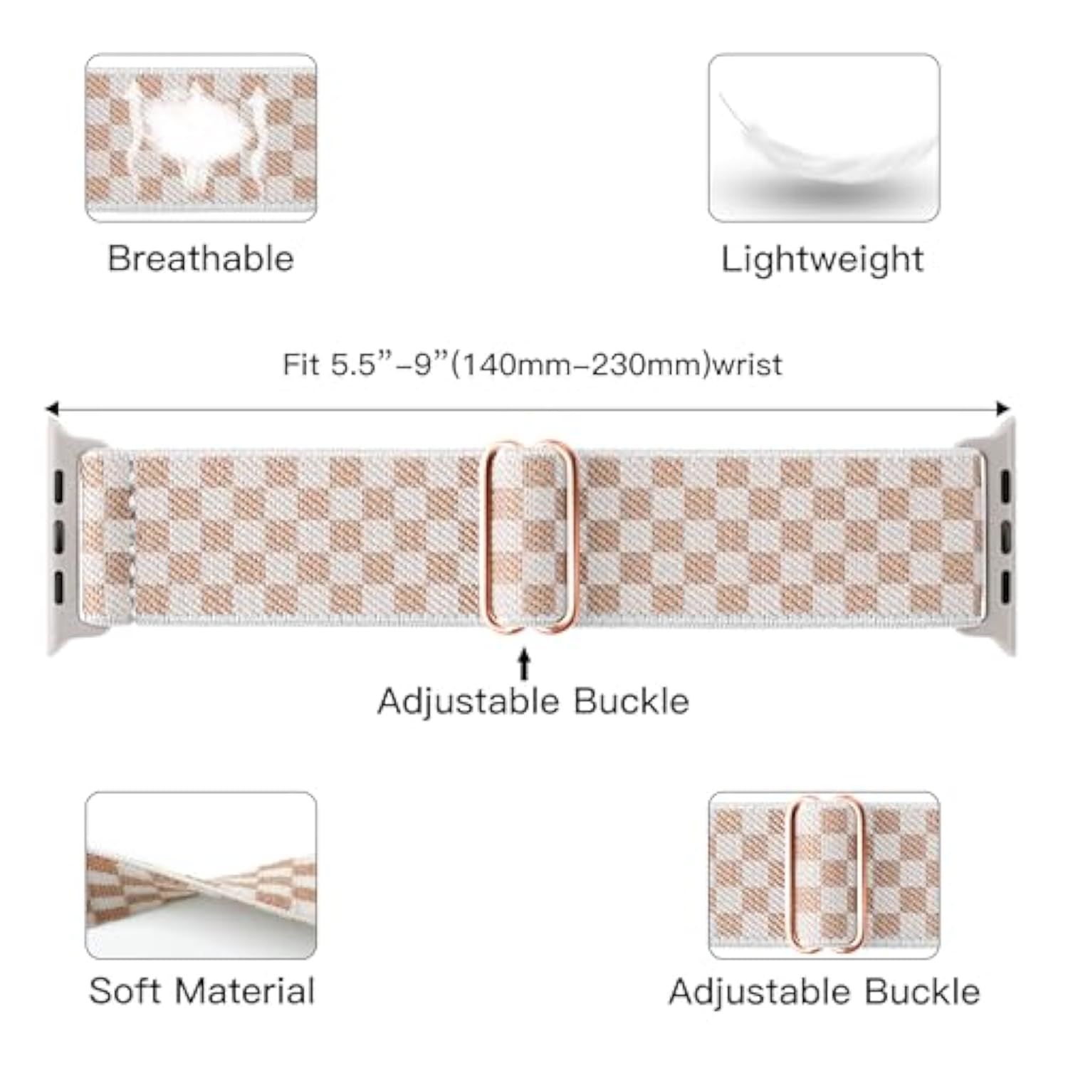 Stretchy Nylon Loop Bands Adjustable for Apple Watch 38-49mm Unisex