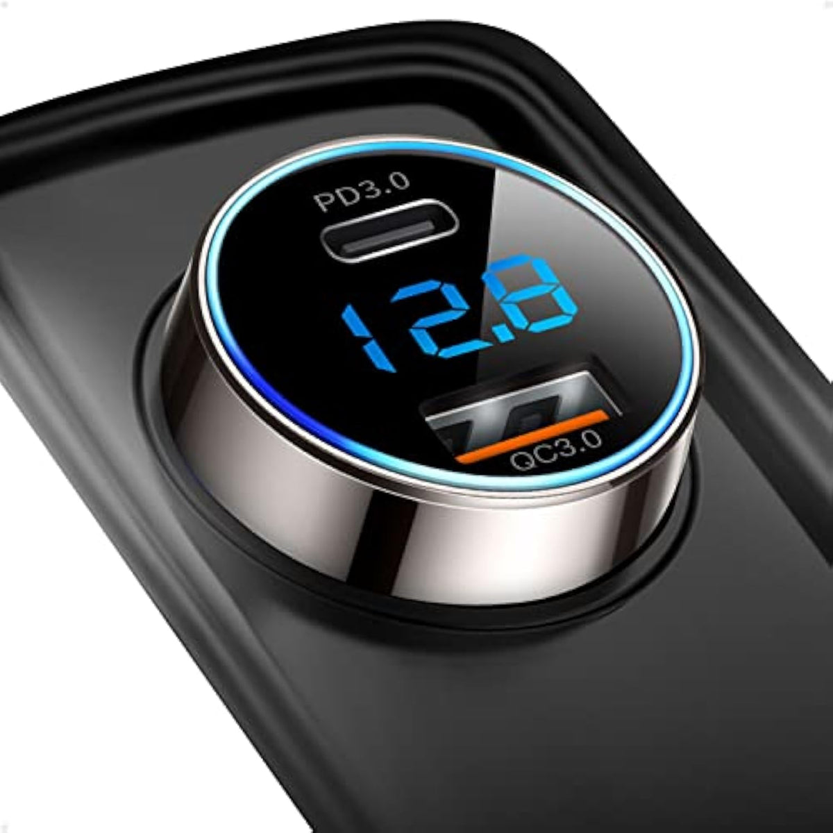 [Pure Copper] Usb C Car Charger, 45W Dual Usb Car Charger Adapter With 27W/20W Pd Port, Fast Qc3.0 Led Voltmeter For Iphone 15 14 13 Max/Pro/Plus/Mini, Pixel 7/6/5, Samsung S22/21 More