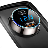 [Pure Copper] Usb C Car Charger, 45W Dual Usb Car Charger Adapter With 27W/20W Pd Port, Fast Qc3.0 Led Voltmeter For Iphone 15 14 13 Max/Pro/Plus/Mini, Pixel 7/6/5, Samsung S22/21 More