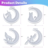 Resin Molds, Crescents Moon Molds, Epoxy Molds, Silicone Molds For Epoxy Resin, Wolf With Moon, Cat With Moon, Unicorn With Moon