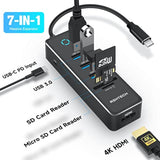 Usb C Hub, Usb C Dongle Adapter With 4K Hdmi, 3 Usb 3.0 Data Port, 100W Power