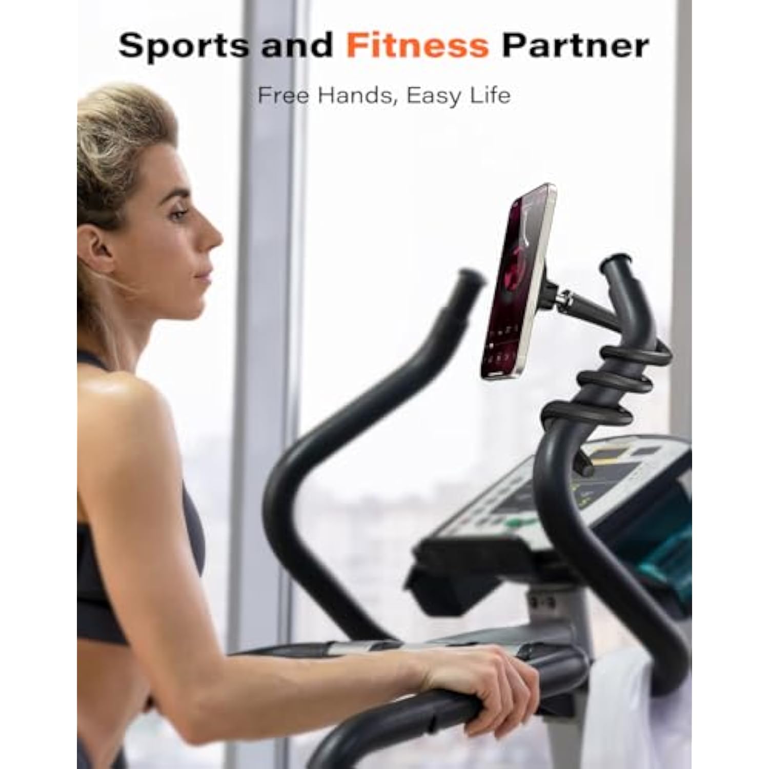 Flexible Gooseneck Phone Holder For Iphone Magsafe, Long Arm Gym Magnetic Phone Holder For Treadmill Peloton, Portable Fitness Home Gym Accessory, Phone Mount For Stroller/Shopping/Golf Cart/Desk