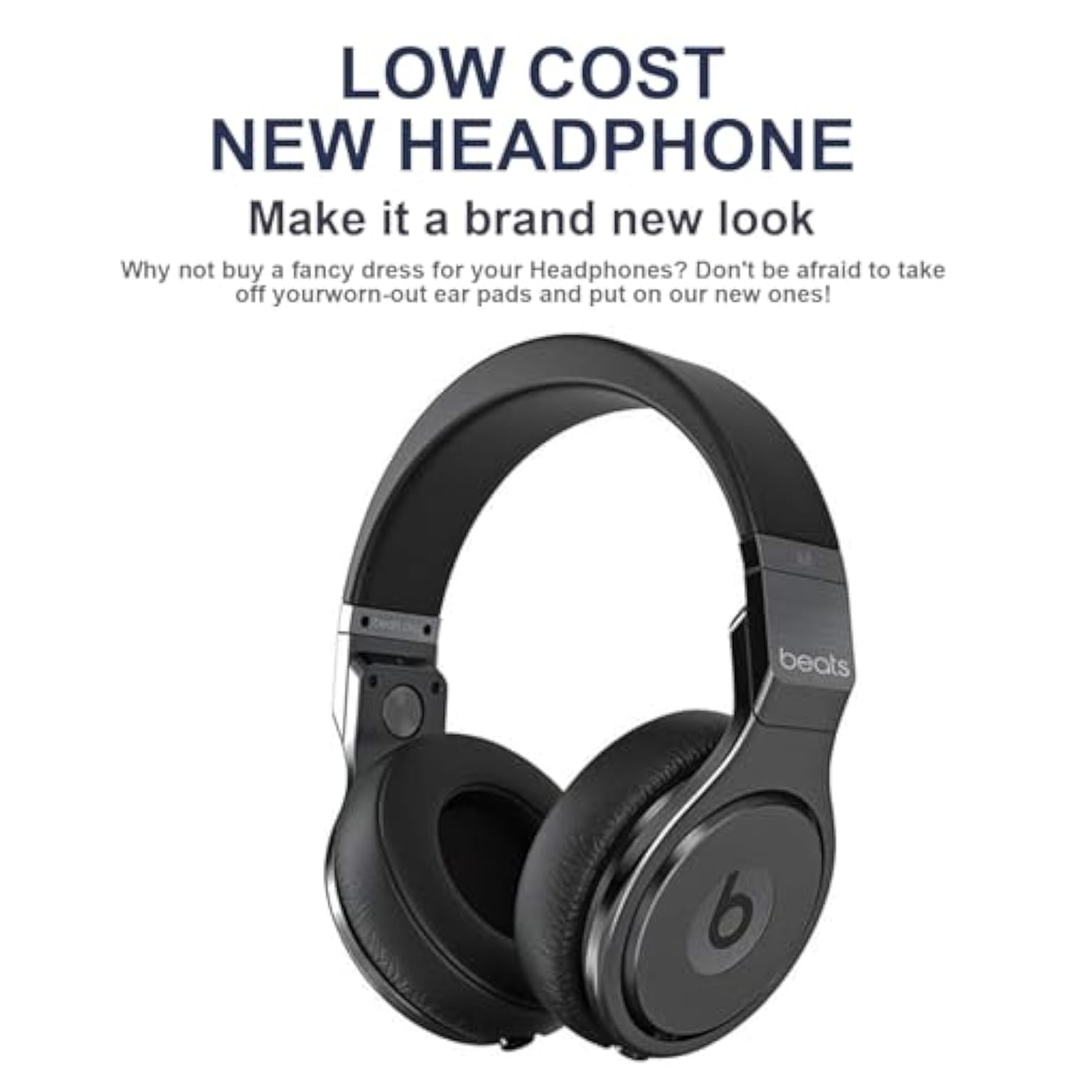 Ear Pads Replacement Ear Pads Cushions Compatible With Beats By Dr. Dre Pro Detox Headphones Soft Protein Leather High-Density Memory Foam Earpads Earmuffs Ear Cups Cover Repair Parts - Black