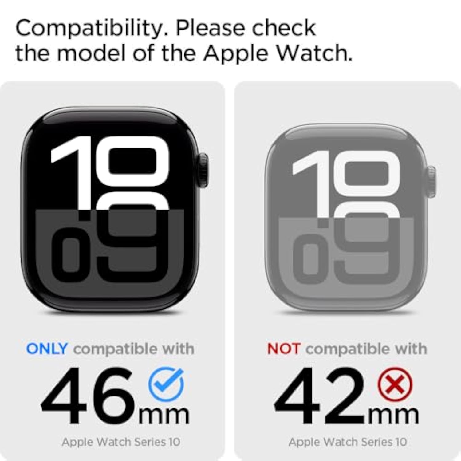 Spigen Tough Armor Case with Built-in Touch Sensitive Tempered Glass Screen Protector Designed for Apple Watch Series 10 46mm Durable Full Coverage Cover (2024) - Black