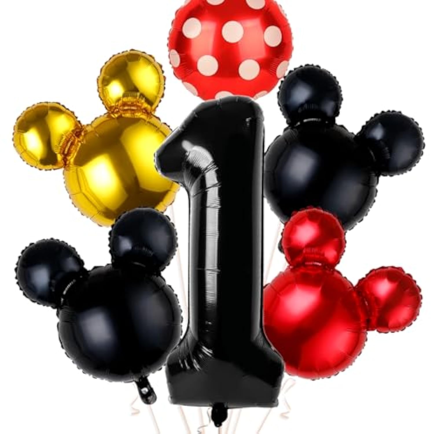 6 Pc Mouse 1st Birthday Decorations 40" Black ONE Foil Balloon for Baby Party
