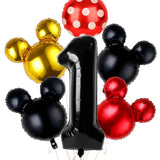 6 Pc Mouse 1st Birthday Decorations 40" Black ONE Foil Balloon for Baby Party