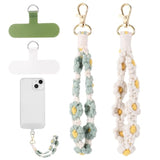 2 Pack Boho Macrame Phone Wrist Strap Floral Lanyard Keychain Pink Green